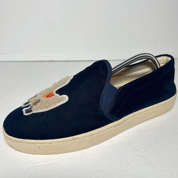 Soludos Velvet Navy Blue Llama Slip On Sneakers 10 - Picture 1 of 11